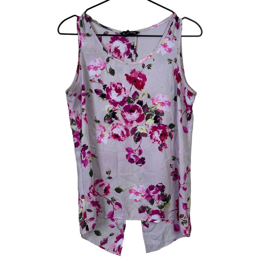 Express Womens Sz S Sleeveless Tank Top Blouse Floral Open Back