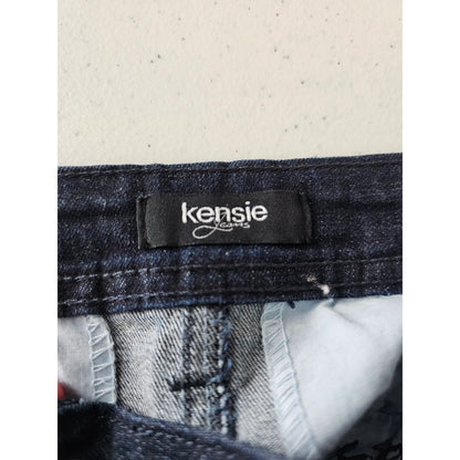 Kensie Jeans Womens Sz 26 Button Front Dark Wash Denim Blue Jean Skirt