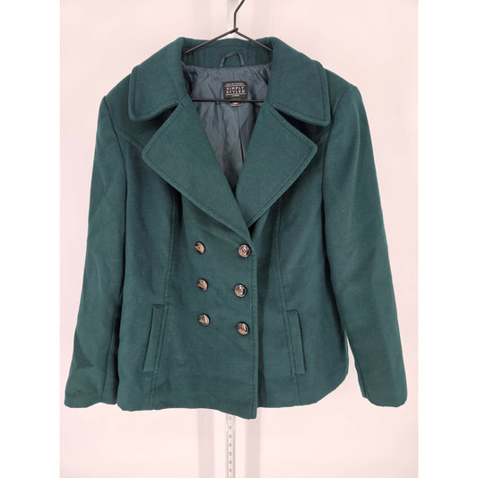 Simply Styled by Sears Womens Sz 1X Double Breasted Coat Emerald Green