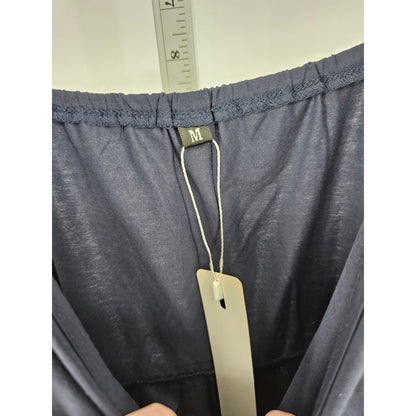 Ultranice Womens Sz M Faux Wrap Knee Length Dress Navy Blue Spaghetti Strap NEW