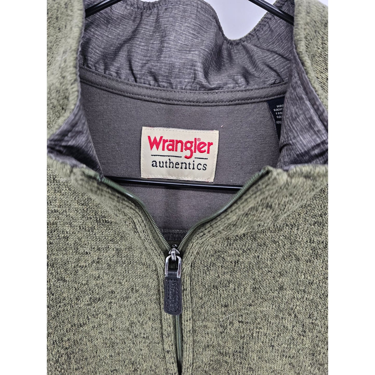 Wrangler Mens Sz L 1/4 Zip Pullover Jacket Sweatshirt Army Green