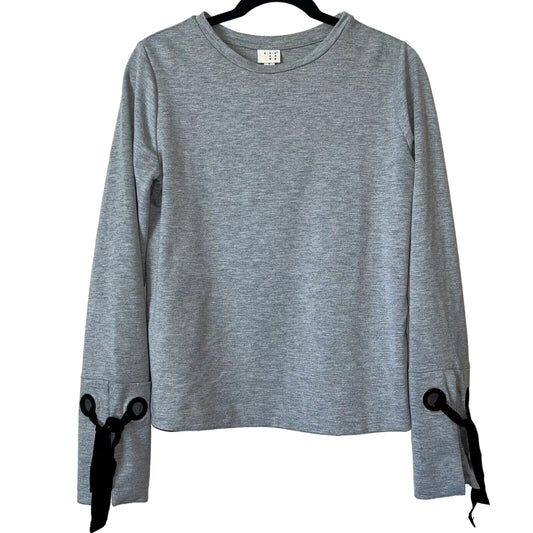 A New Day Womens Sz S Crewneck Sweatshirt Gray w/ Black Bows