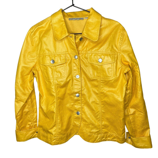 Vintage Bamboo Traders Womens Sz S Button Front Polyester Jacket Bright Yellow