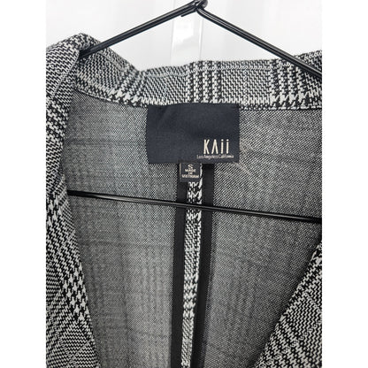Kaii Womens Sz S Single Button Blazer Jacket Black Gray Houndstooth