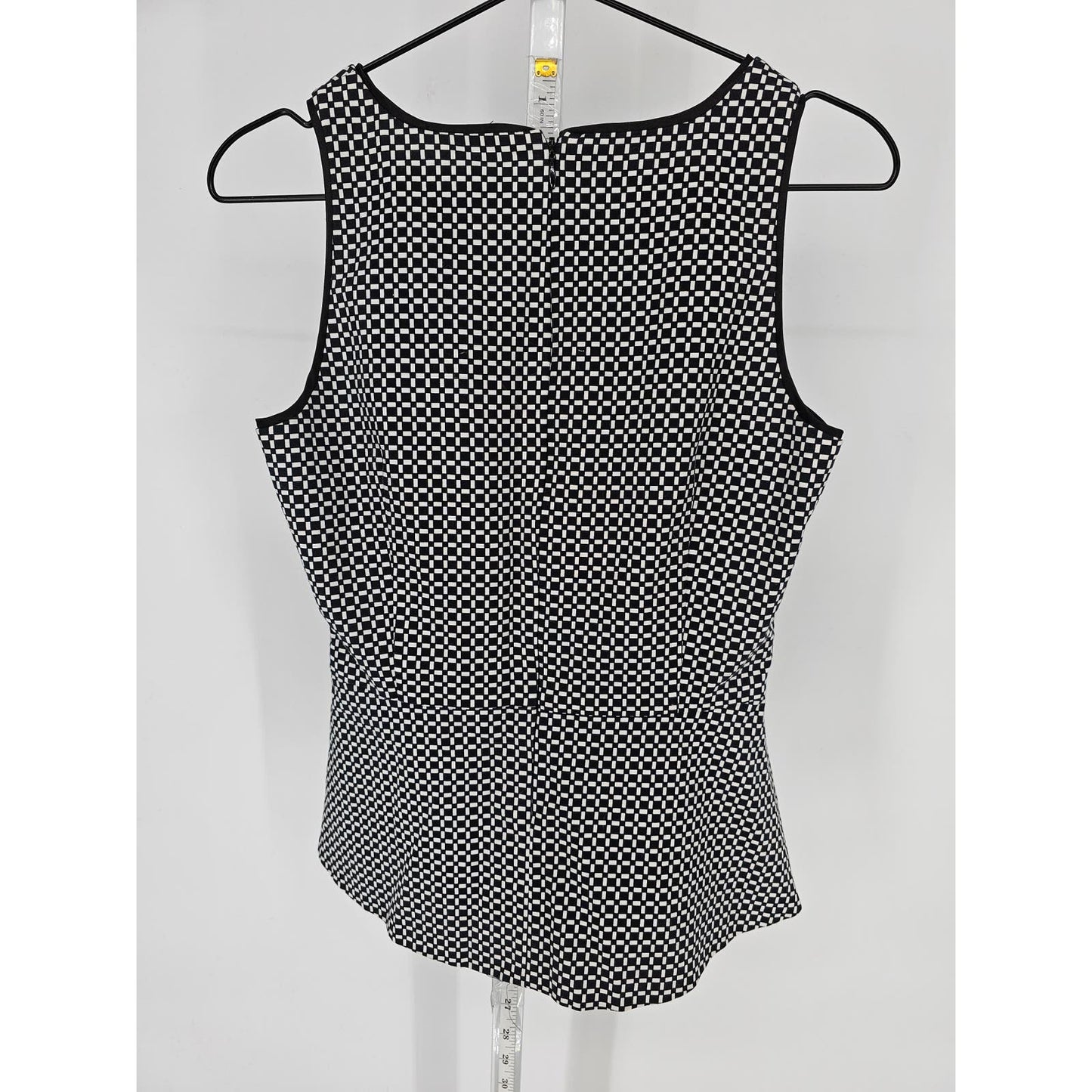 White House Black Market Womens Sz 2 Sleeveless Peplum Formal Top Windowpane