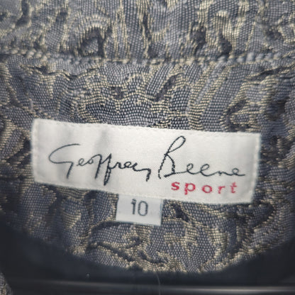 Vintage Geoffrey Beene Sport Womens Sz 10 Button Up Vest Blue Gold Quilted