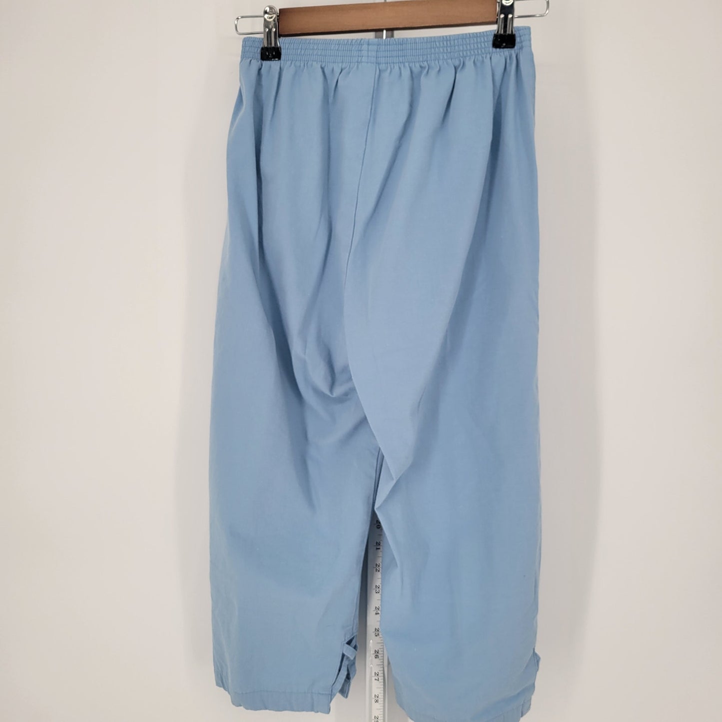 Haband Womens Sz 8 Cropped Wide Leg Pull On Pants Light Blue Elastic Waist