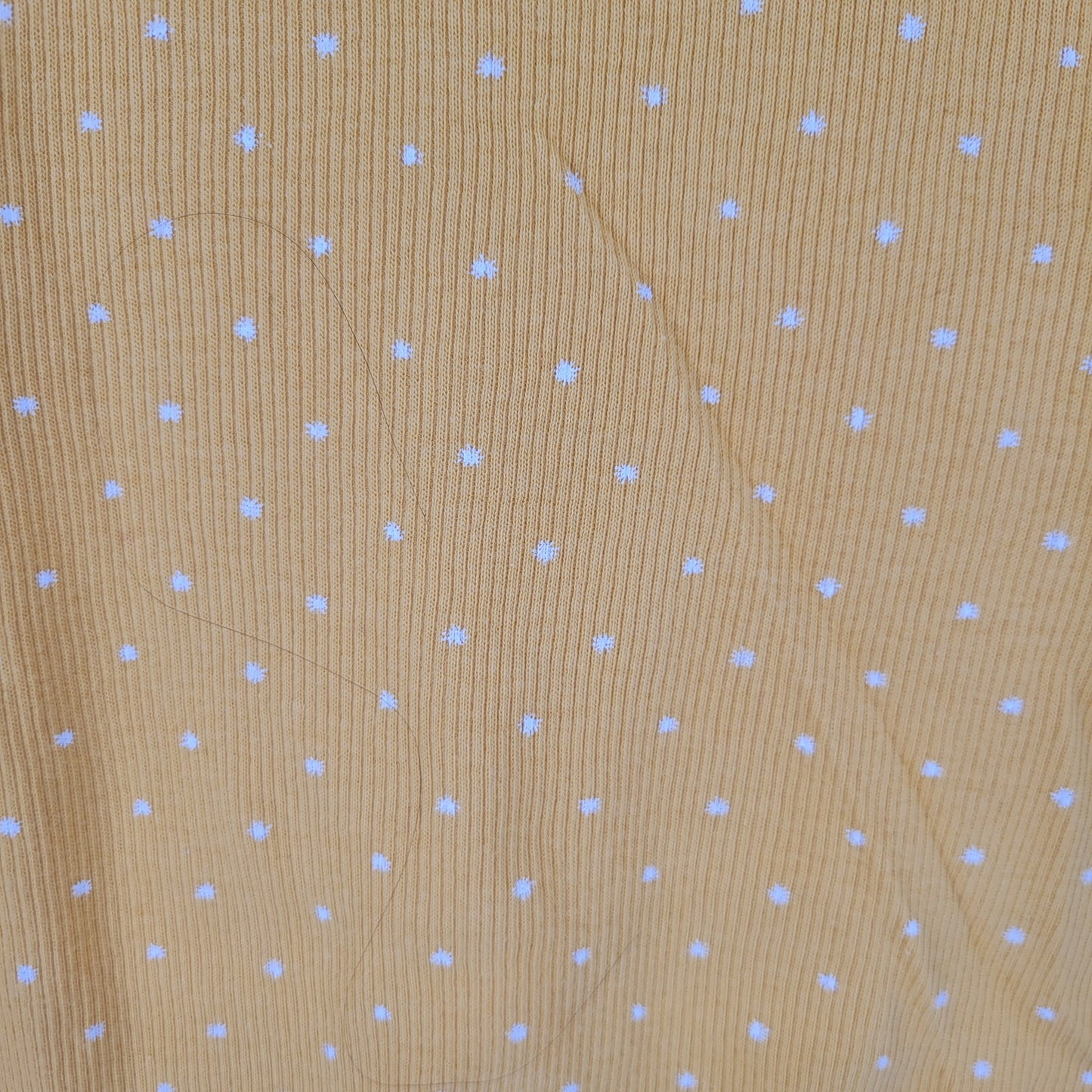 Sonoma Womens Sz M 100% Cotton Tank Top Yellow White Polka Dot Ribbed