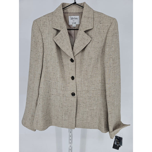 Collections For le Suit Womens Sz 6 3 Button Blazer Jacket Taupe NEW