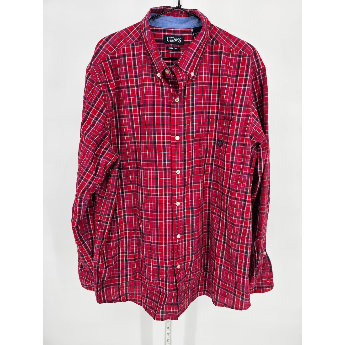 Chaps Mens Sz XL Easy Care Long Sleeve Button Up Plaid Shirt Classic Red Black