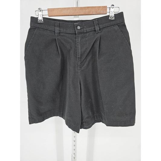 Vintage Lee At The Waist Womens Sz 8 Black Pleated Cotton Shorts
