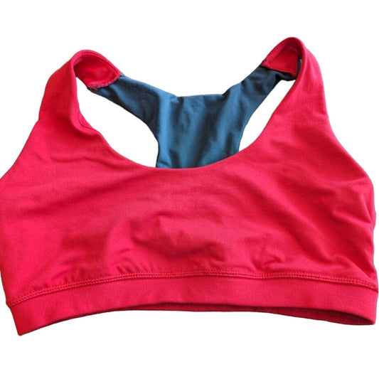 Bally Total Fitness Womens Sz L sports Bra Red and Black Fitted