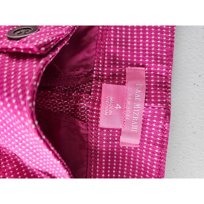 Isaac Mizrahi Womens Sz 4 Pink and White Polka Dot Chino Shorts Cotton Blend