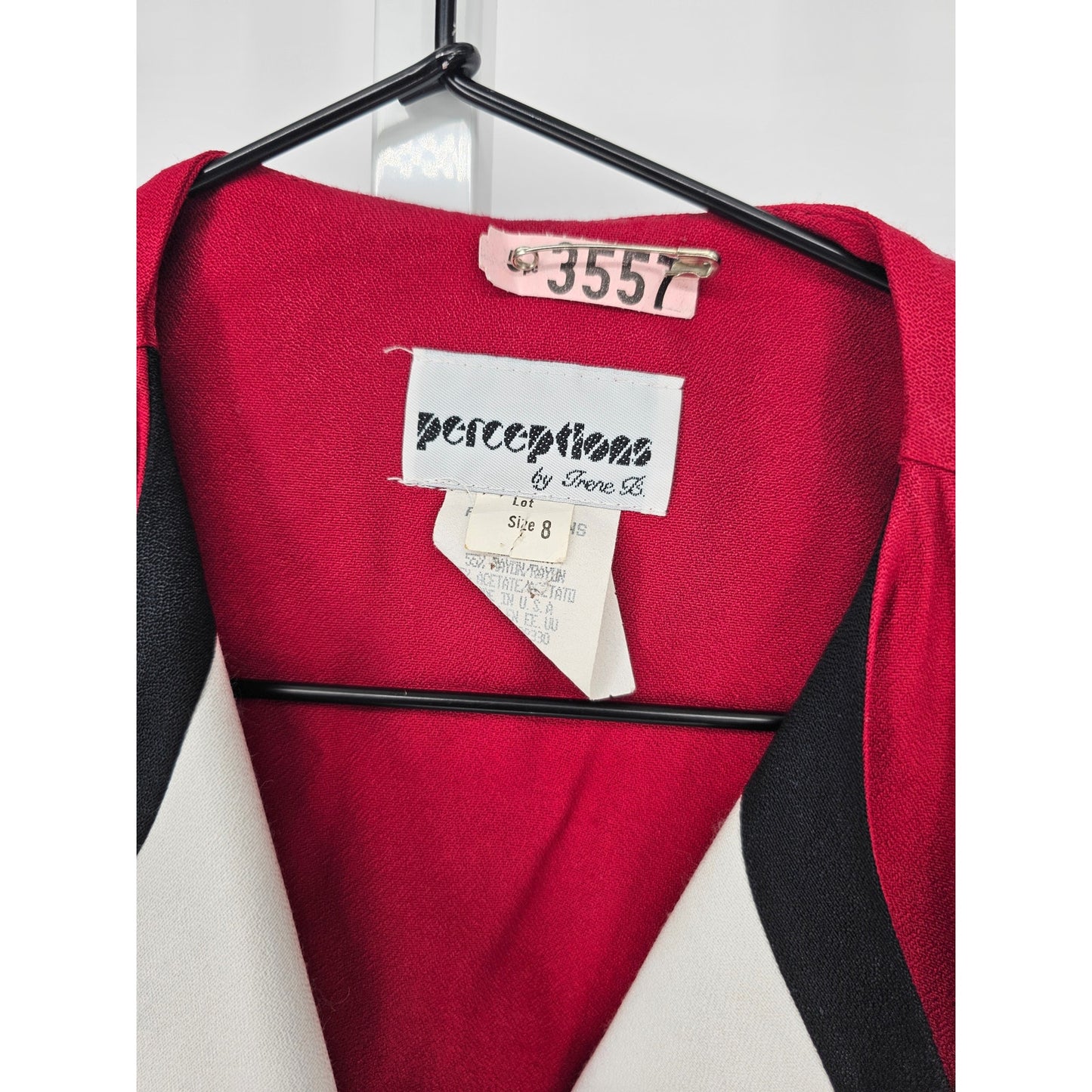 Vintage 1980s Perceptions by Irene B Womens Sz 8 Blazer Suit Jacket Red Black