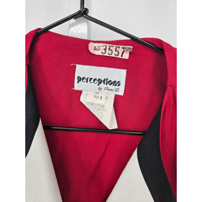 Vintage 1980s Perceptions by Irene B Womens Sz 8 Blazer Suit Jacket Red Black