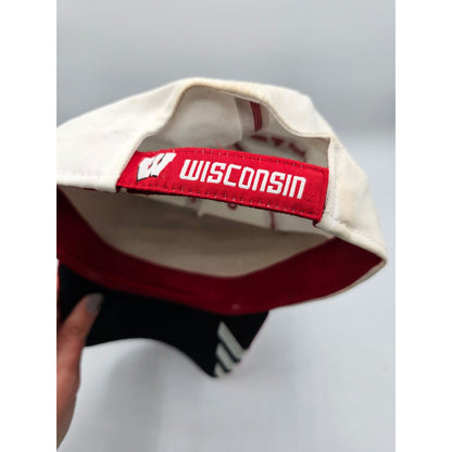 Wisconsin Badgers Football Strapback Baseball Hat ADIDAS Red White