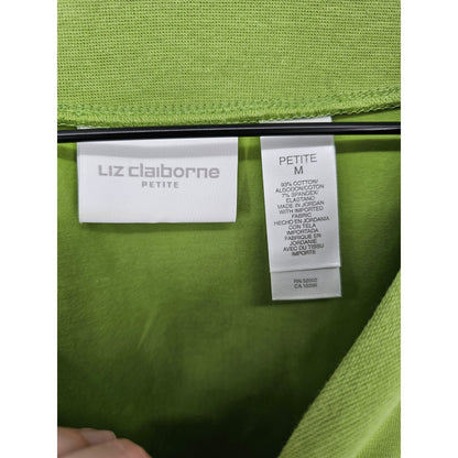 Liz Claiborne Womens Sz PM Petite 3/4 Sleeve T Shirt Kelly Green Wide Neck