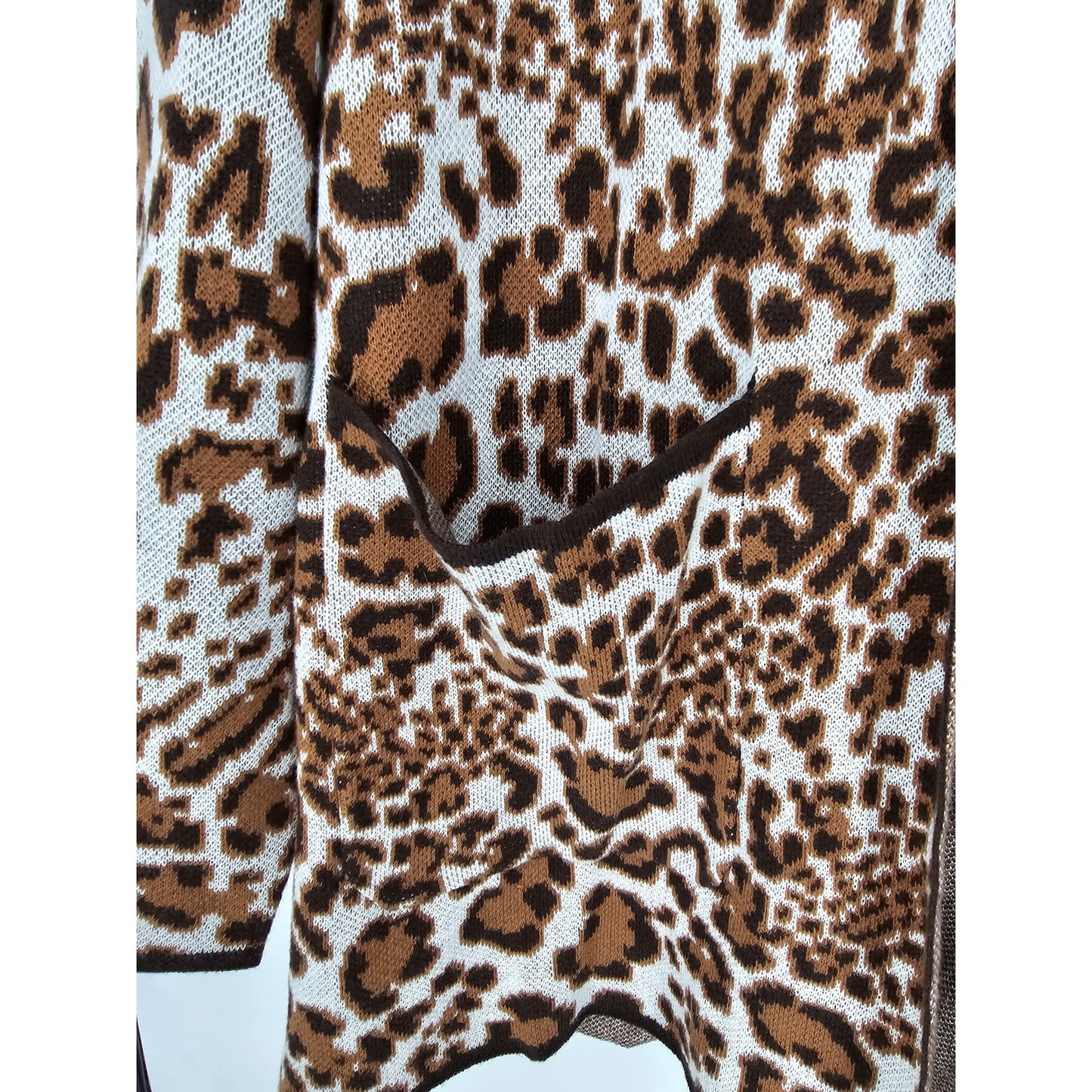 Allison Daley Womens Sz M Open Front Cardigan Sweater nit Animal Print NEW