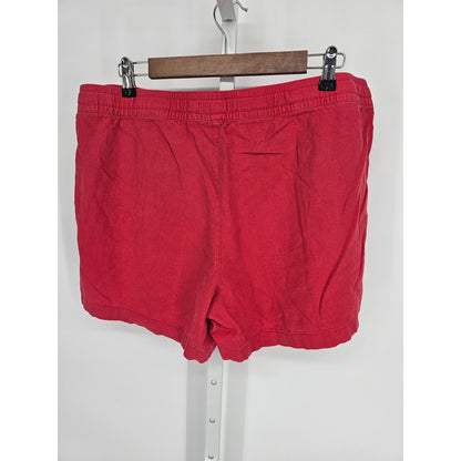 Nautica Womens Sz L Linen Blend Pull On shorts Red Casual BEachy