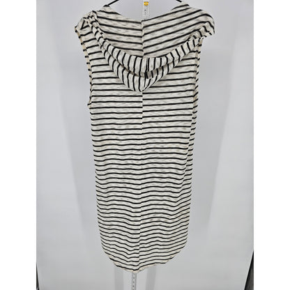 Kona Sol Womens Sz S Knee Length Swimsuit Coverup Hooded Black White Striped