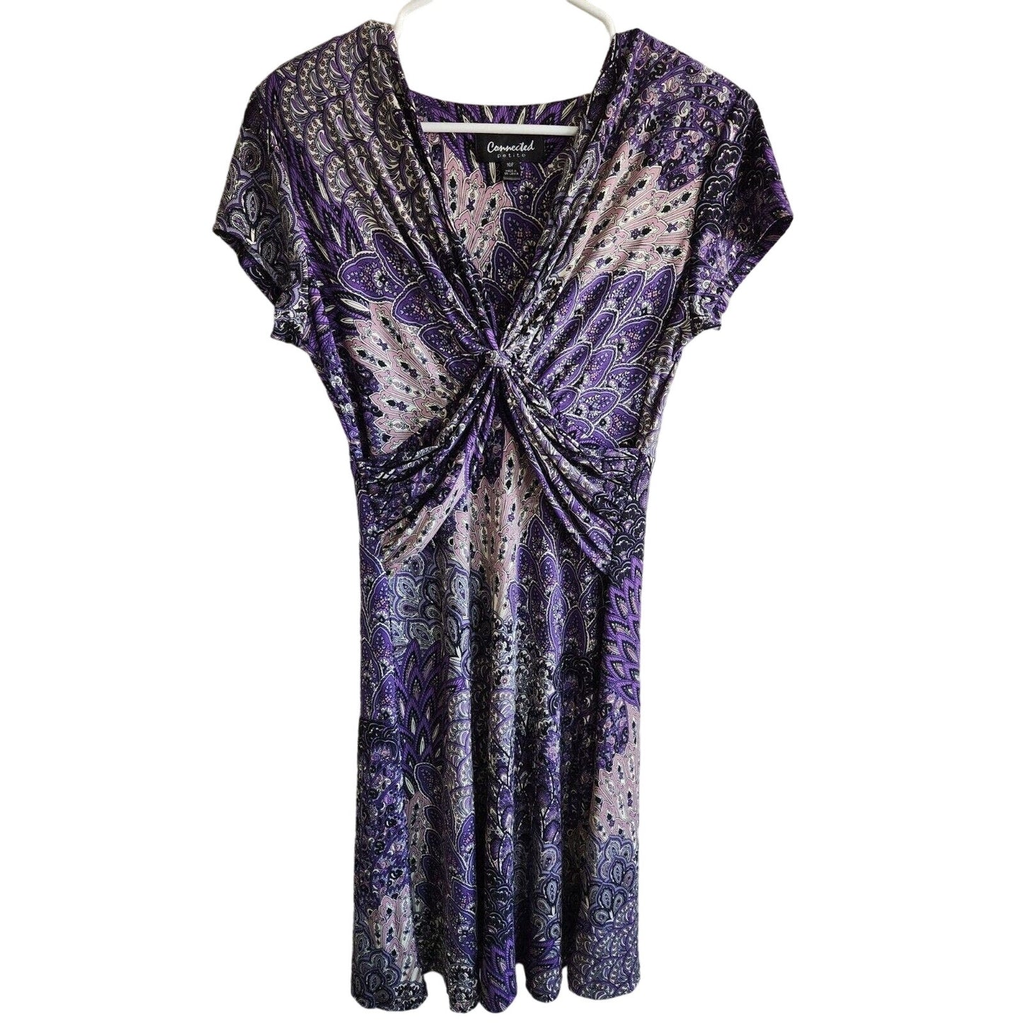 Connected Apparel Womens Sz 10P Midi Dress Purple Mandala Print