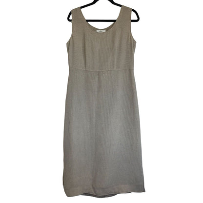 Amanda Smith Womens Sz 10 Midi Dress Tan Taupe Sleeveless Career