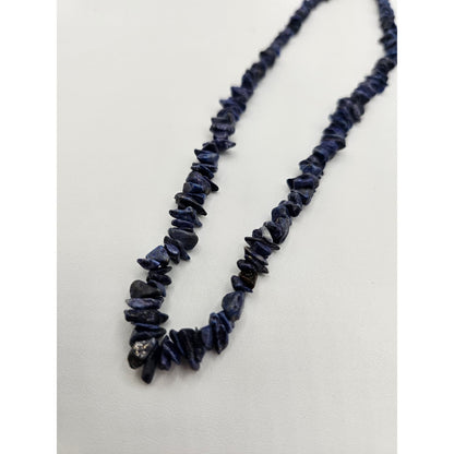 Vintage 1990s Single Strand Chip Stone Necklace Blue Gray