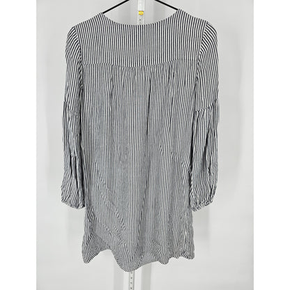 Old Navy Womens Sz S Long Sleeve Knee Length Peasant Style Dress Striped Tassel