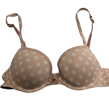 GAP GapBody Womens Sz 36A Favorite Uplift Padded Bra Beige Polka Dot