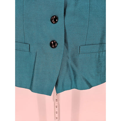 Vintage Kasper ASL Womens Sz 8 Teal Blue Blazer Jacket Career Formal