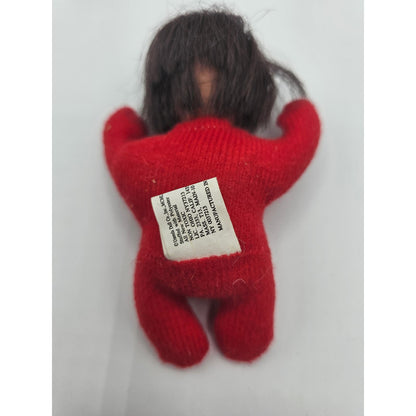 Vintage Uneeda Doll Co Plush Small Red Stuffed Animal Vinyl Head Doll