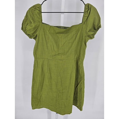 Shein womens Sz XL Mini Dress Pea Green Bubble Short Sleeve