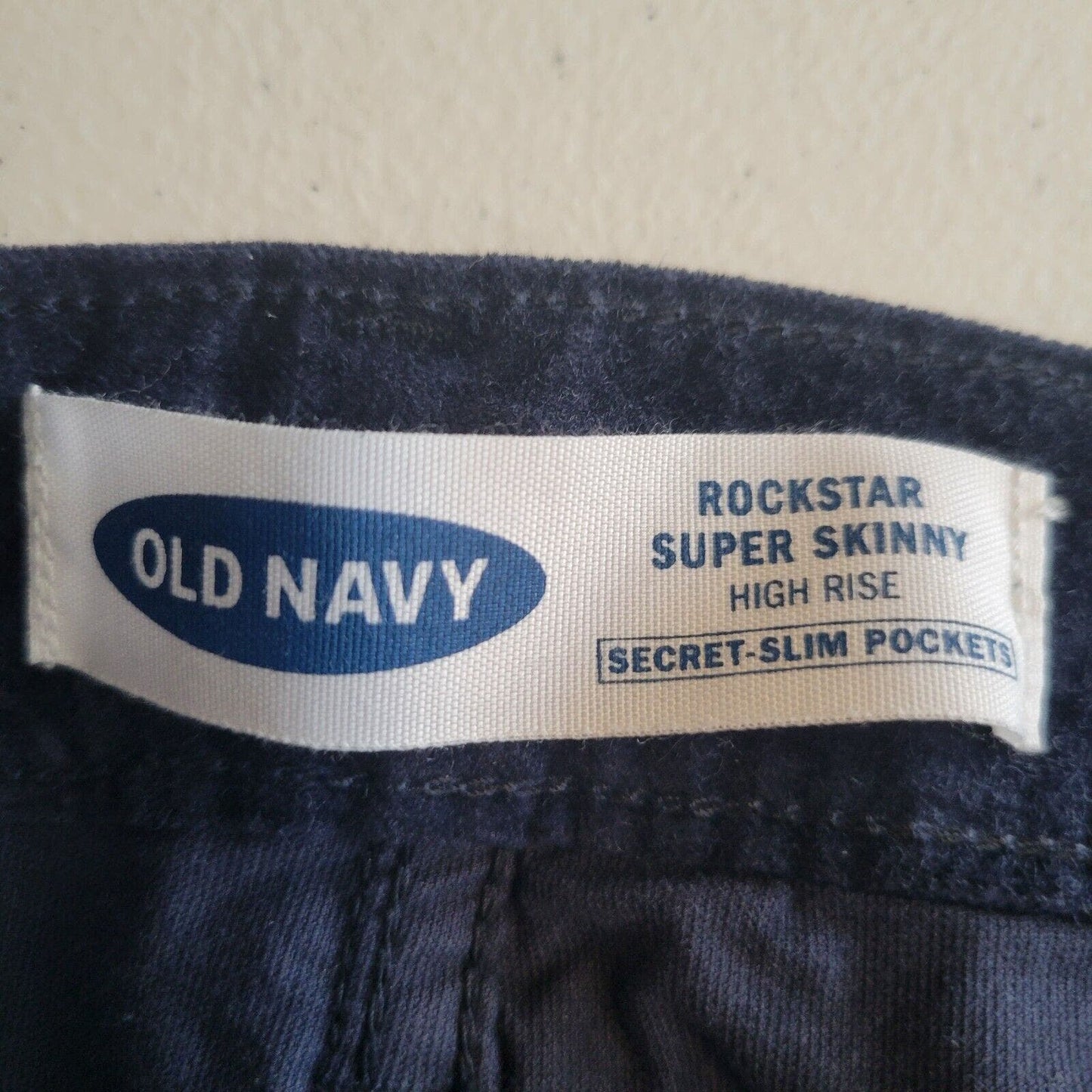 Old Navy Womens Sz 6 Rockstar Super Skinny High Rise Velvet Pants Navy Blue