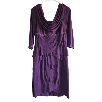 Alex Evenings Womens Sz 10 Dark Purple Mother of the Bride Formal Dress