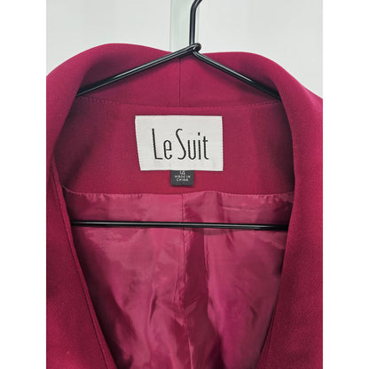 Le Suit Womens Sz 14 Double Breasted Suit Blazer Dark Pink Red Vintage