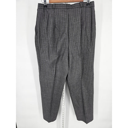Vintage Kathie Lee Petite 14P Straight Leg Dress Pants Gray Pinstripe