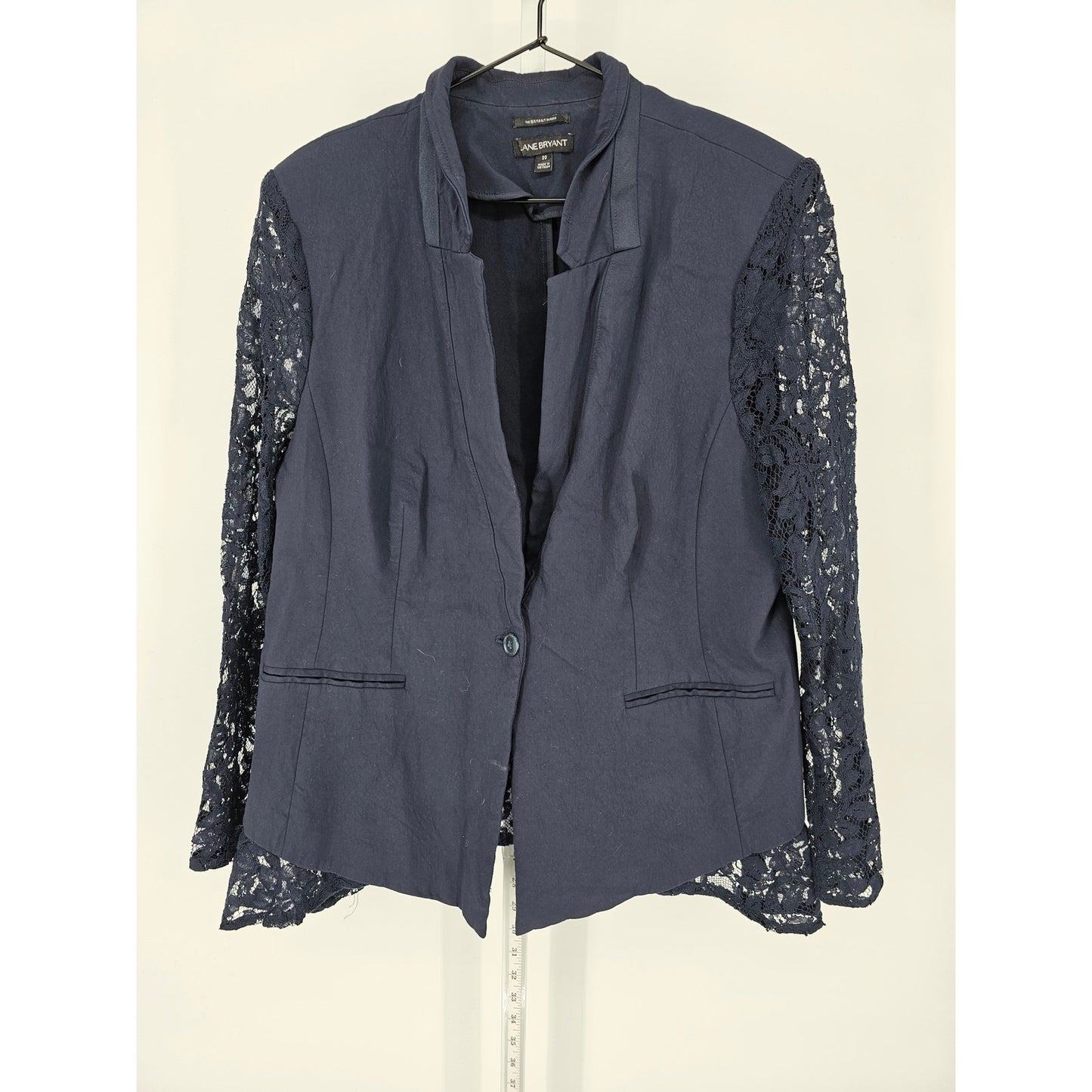 Lane Bryant Womens Sz 20 The Bryant Blazer Navy Blue Lace Sleeves