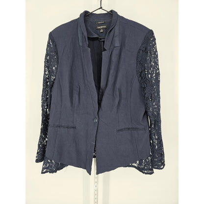 Lane Bryant Womens Sz 20 The Bryant Blazer Navy Blue Lace Sleeves