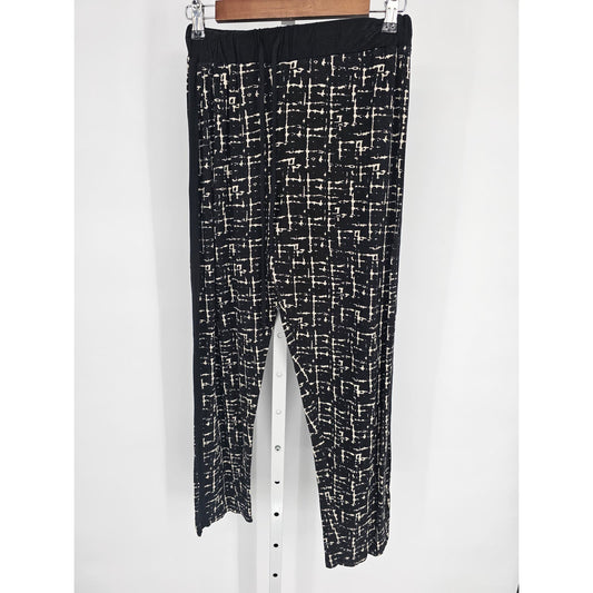 Loveapella Womens Sz M Pull On Casual Pants Straight Leg Black White