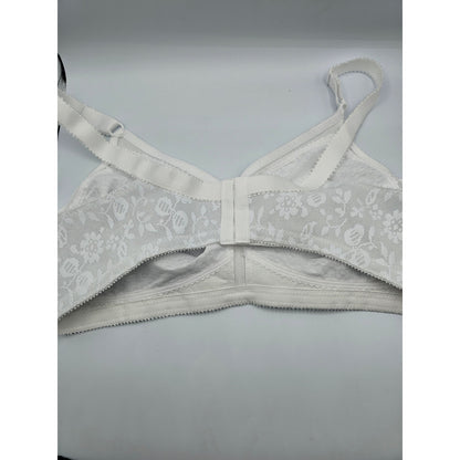 Vintage Playtex Womens Sz 44C Unlined T Shirt Bra White Lace 1970s