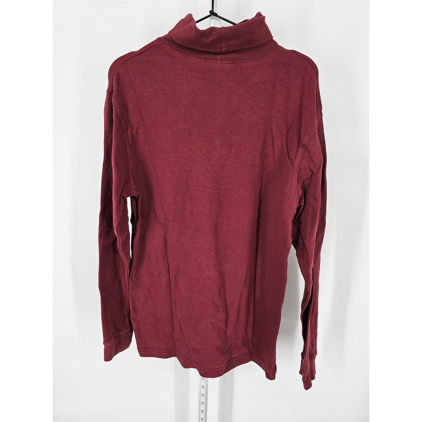 Basic Editions Womens Sz M 100% Cotton Long Sleeve Turtleneck T Shirt Dark Red