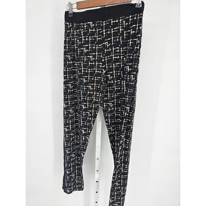 Loveapella Womens Sz M Pull On Casual Pants Straight Leg Black White