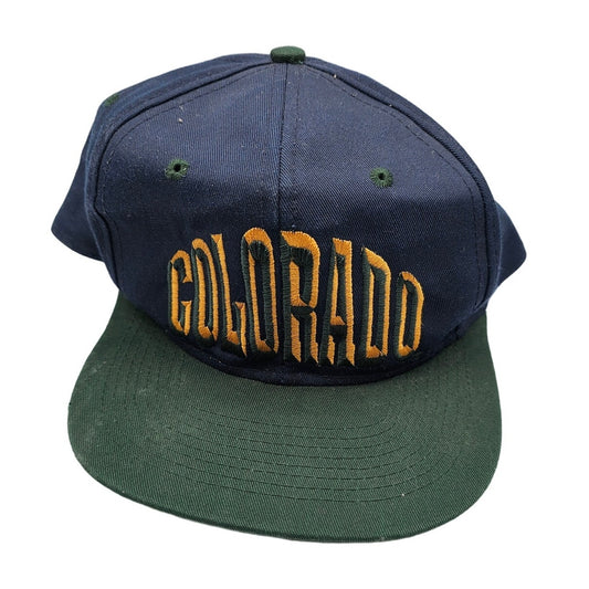 Vintage 1990s COLORADO Snapback Baseball Cap Hat Green Blue Embroidered