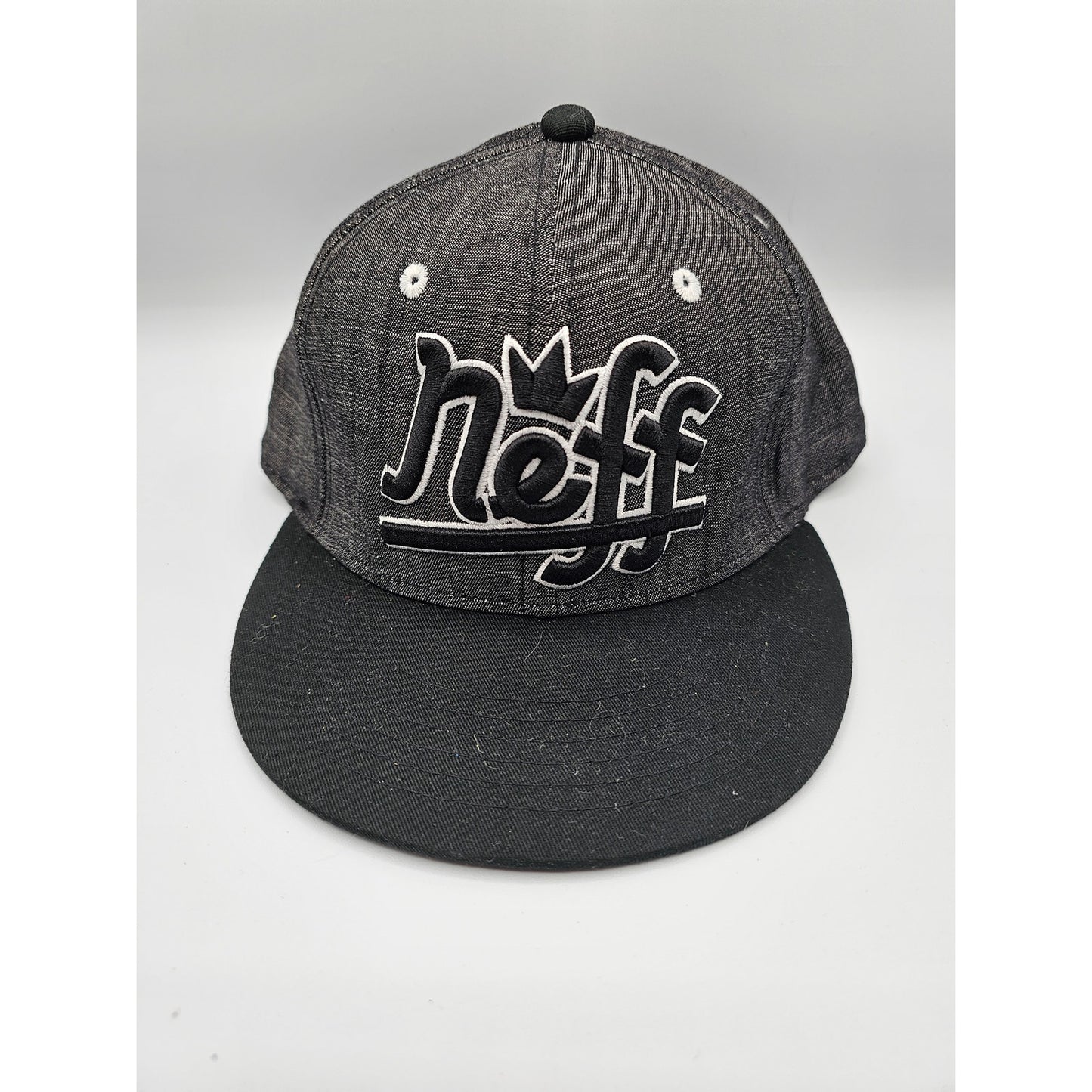 Neff Mens Snapback Baseball Hat Cap Black Gray Embroidered