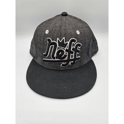 Neff Mens Snapback Baseball Hat Cap Black Gray Embroidered