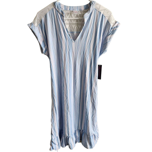 No Boundaries Juniors Sz M Knee Length Summer Dress Light Blue White Striped