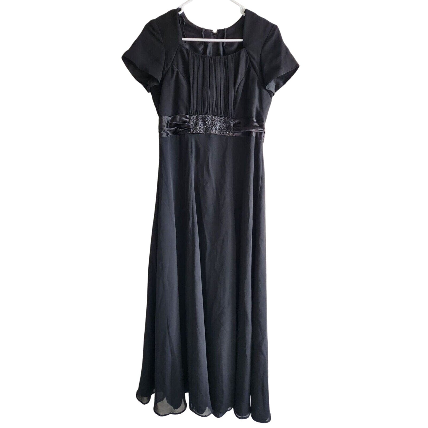 Vintage 1990s Stage Accents Womens Sz 8 Maxi Dress Show Choir Black Beaded