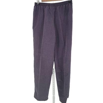 Vintage Requirements Womens Sz M Pull On Dress Pants Dark Purple Elastic Waist