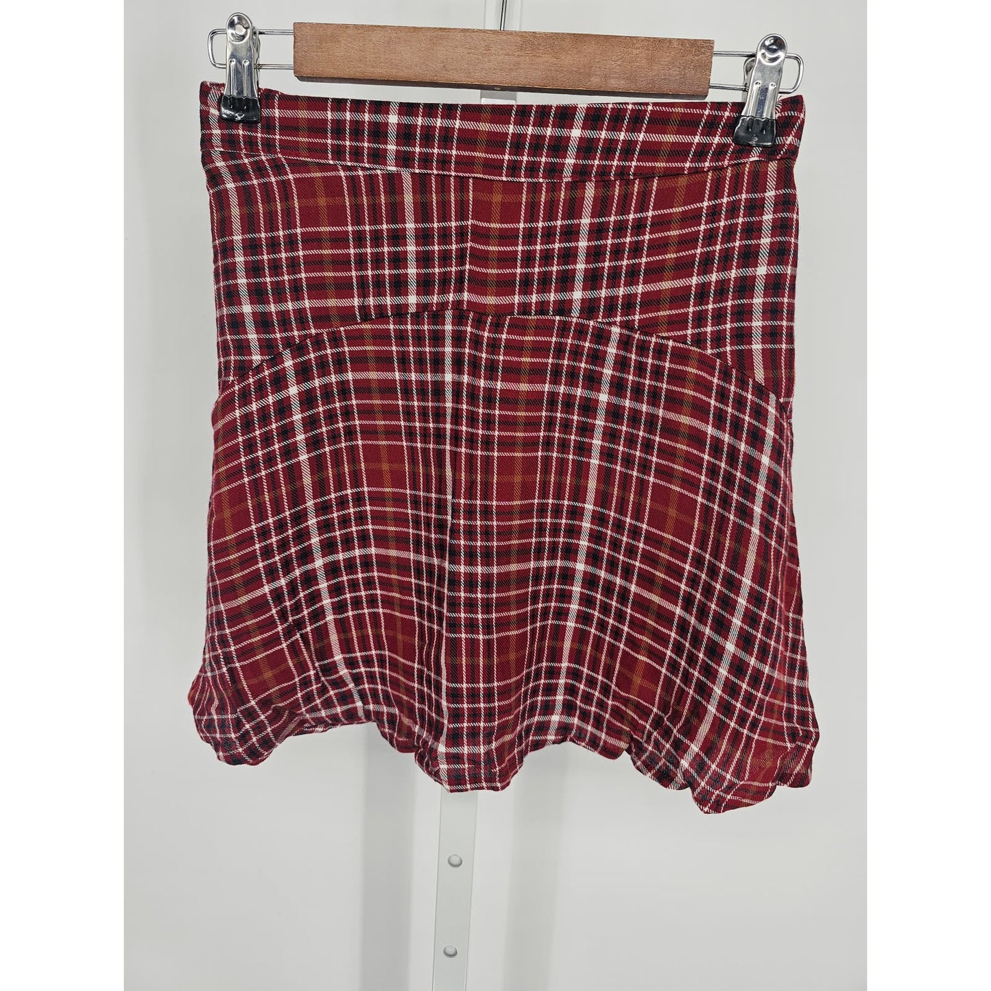 Altard State Womens Sz S Red Black Plaid Skater Skirt Y2K