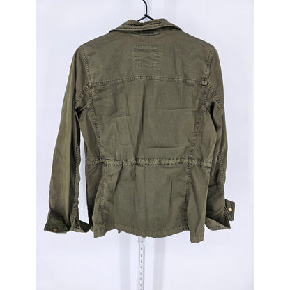 Sonoma Womens Sz M Olive Green Full Zip Safari Style Jacket Cotton Blend